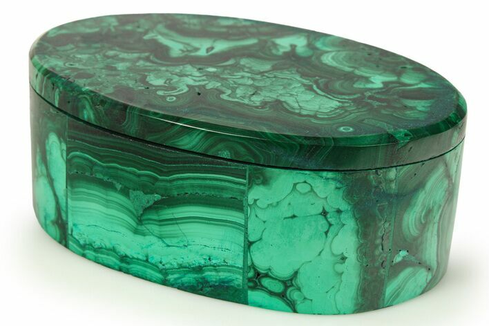 Flowery Oval Malachite Jewelry Box - Congo #272537